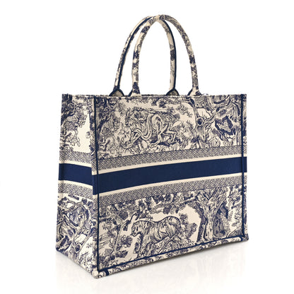 Christian Dior Canvas Embroidered Large Dioriviera Toile De Jouy Book Tote Blue 3 of 8