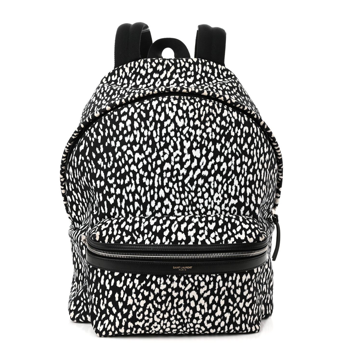Canvas Leopard Print City Backpack Black White