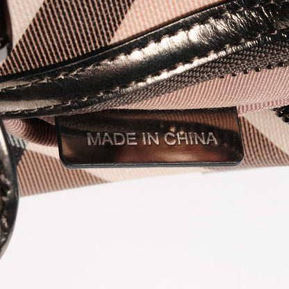 Burberry Patent Nova Check Small Chester Bowling Bag Nickel 7 of 7