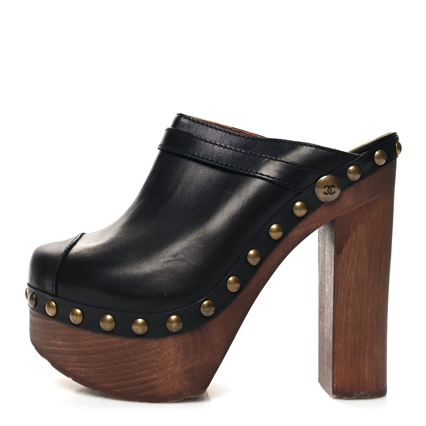 Calfskin Studded Clog 38.5 Black