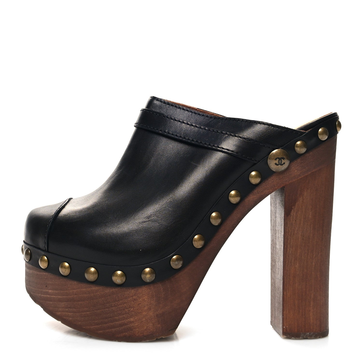 Chanel Calfskin Studded Clog 38.5 Black 1 of 9