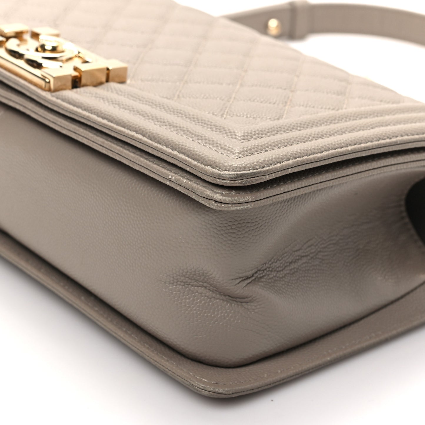 Caviar Quilted Medium Boy Flap Dark Beige