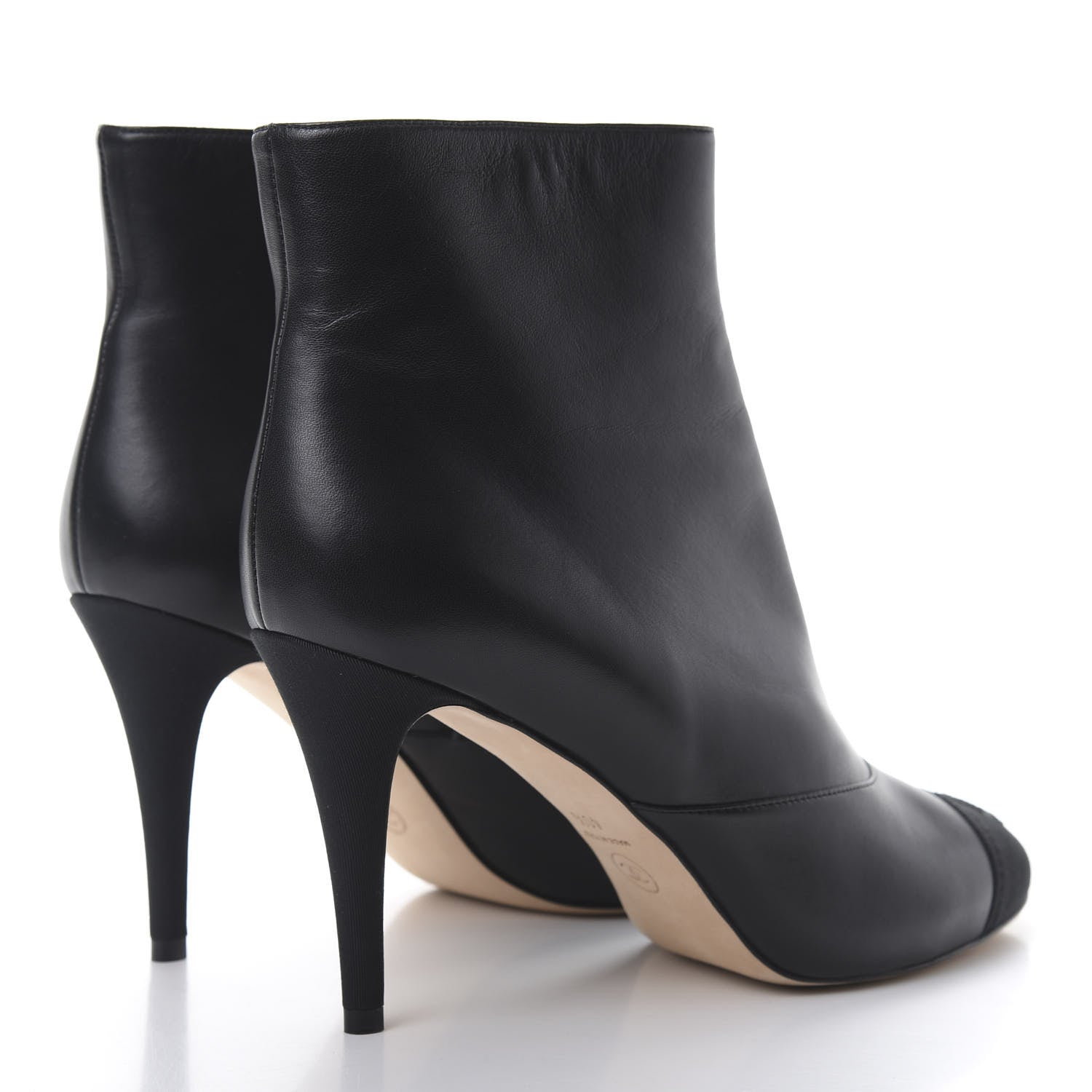 Chanel Lambskin Grosgrain Cap Toe Short Ankle Boots 40.5 Black 4 of 9