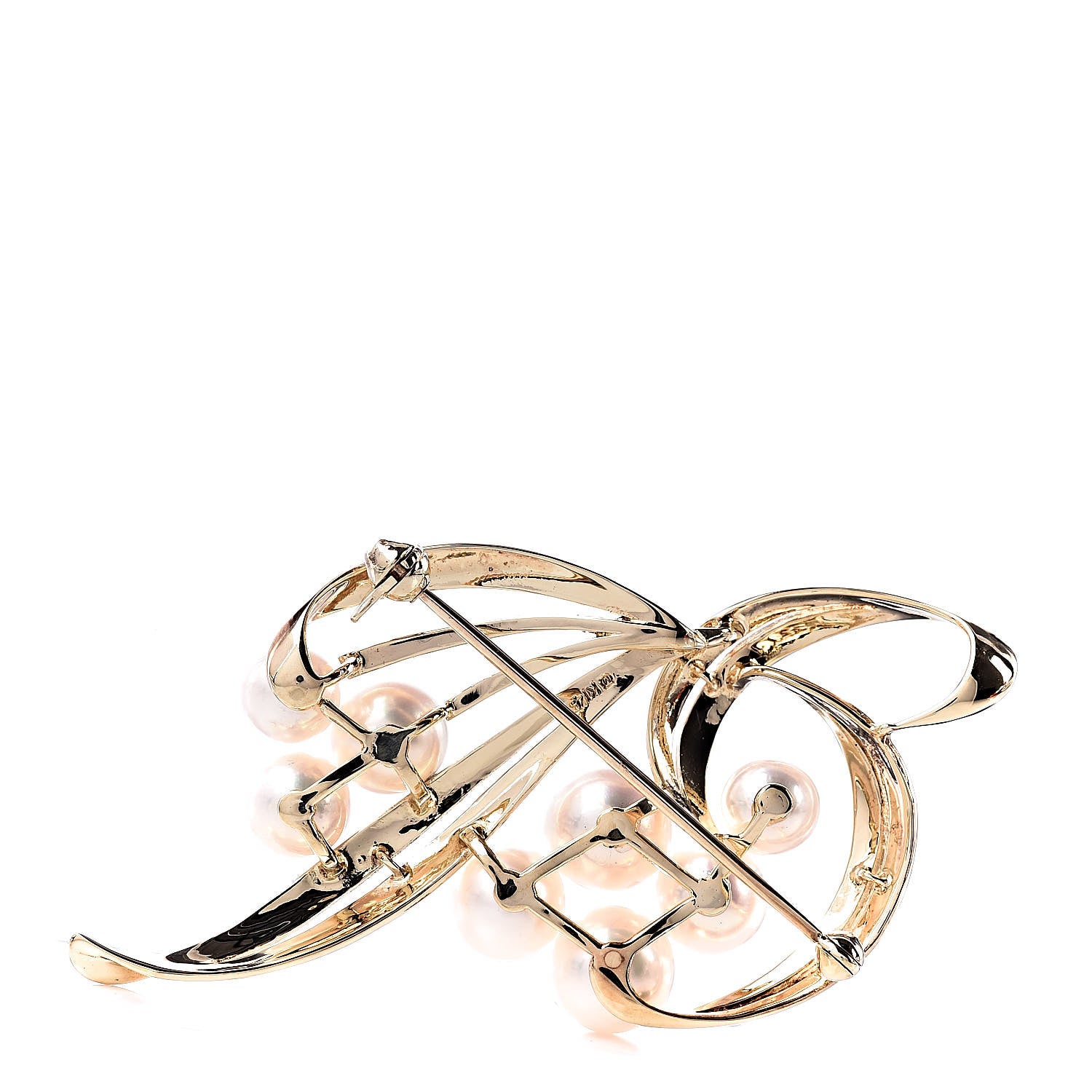 Mikimoto 14K Yellow Gold Akoya Pearl 5.5-7.5mm Leaf Pin Brooch 3 of 4