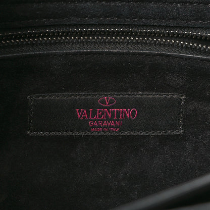 Valentino Garavani Pebbled Calfskin Onyx Medium Guitar Strap Rockstud Rolling Flap Love Blade Saddle Bag  Black 6 of 9