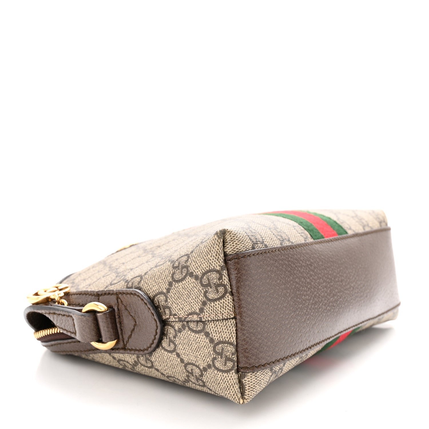 Gucci GG Supreme Monogram Textured Dollar Calfskin Web Small Ophidia Dome Shoulder Bag Beige Ebony New Acero 4 of 11
