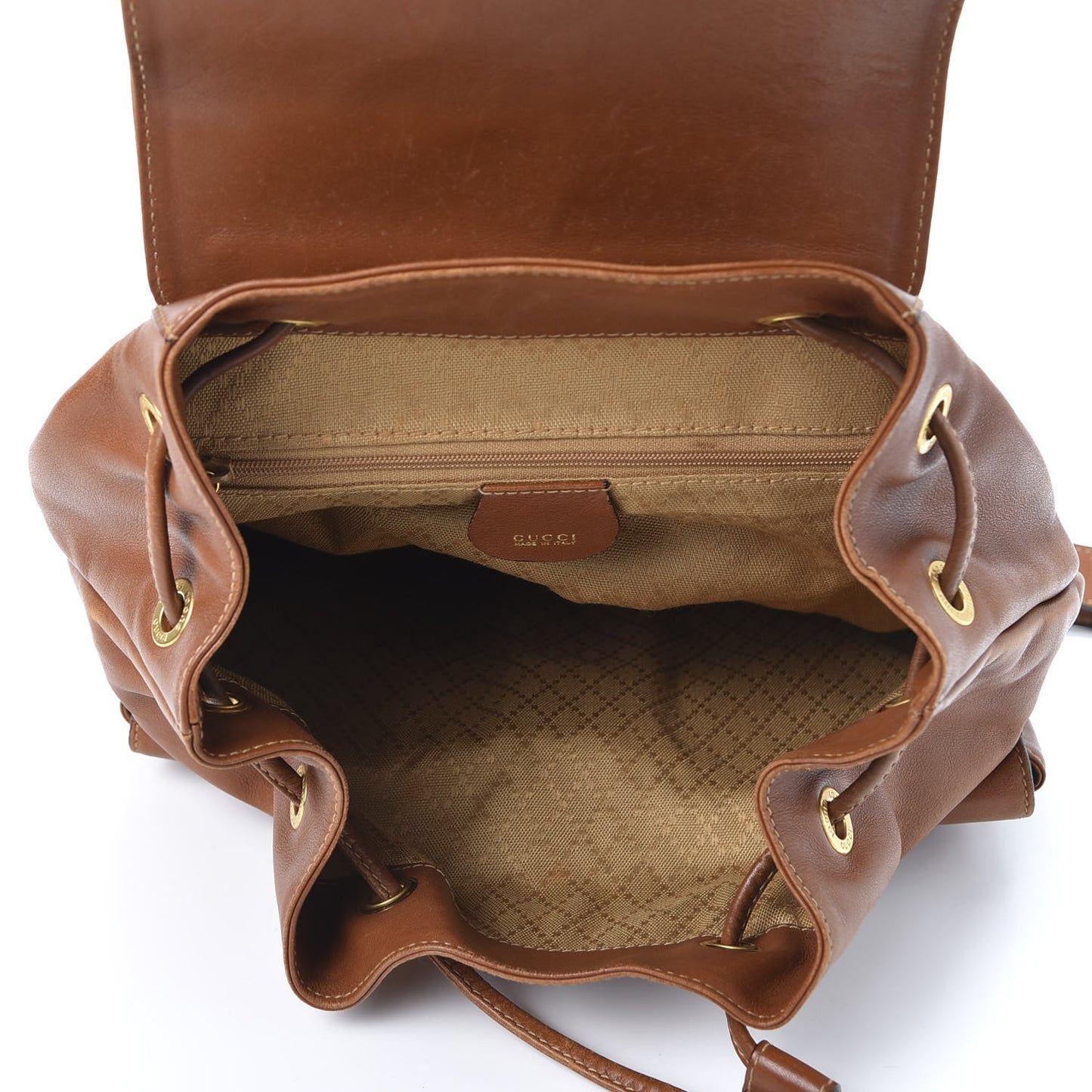 Calfskin Bamboo Backpack Brown