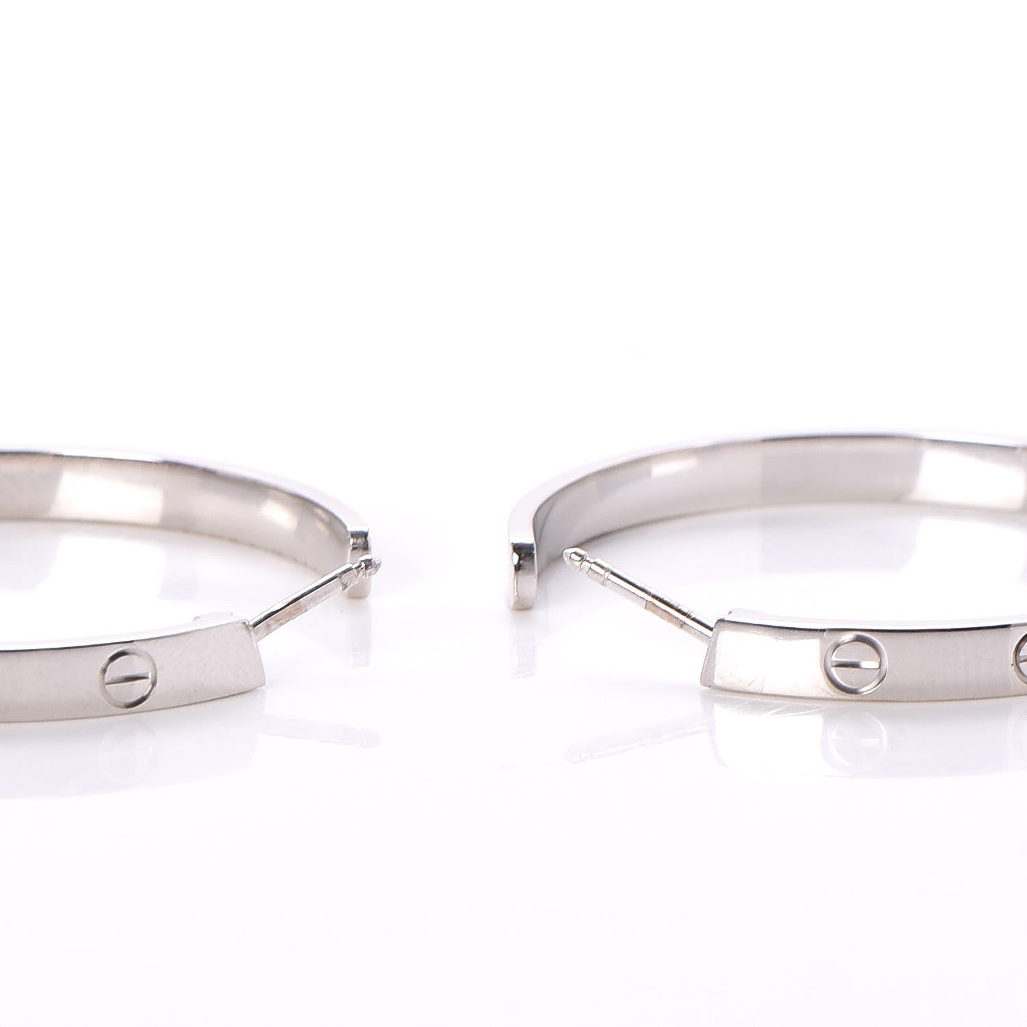 Cartier 18K White Gold Large LOVE Hoop Earrings 4 of 9