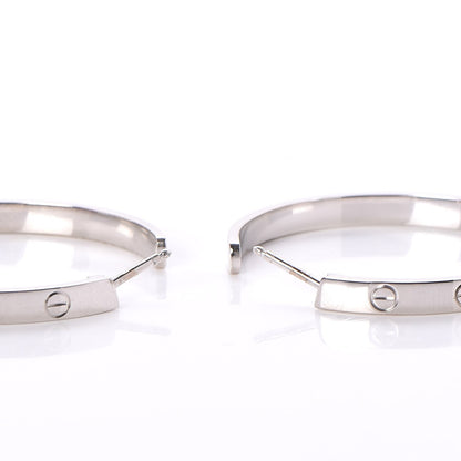 Cartier 18K White Gold Large LOVE Hoop Earrings 4 of 9