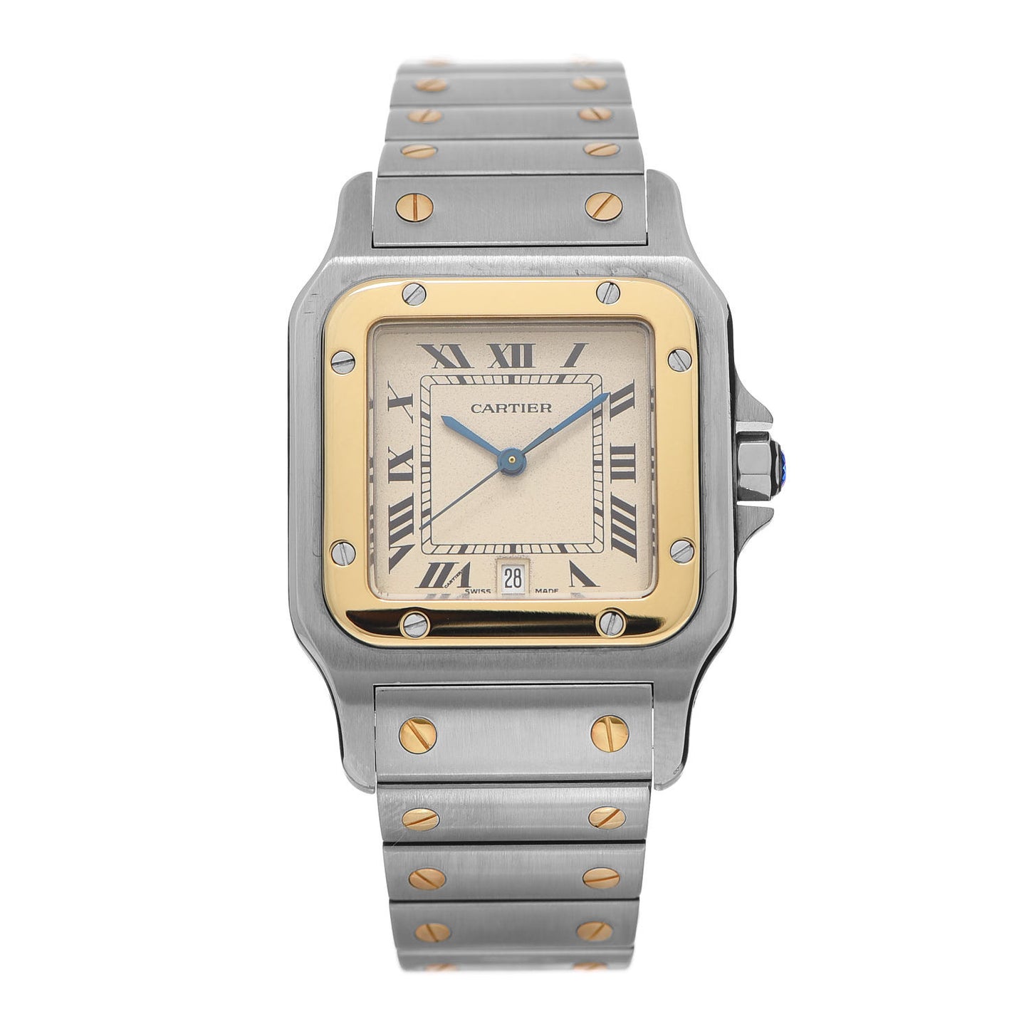 Stainless Steel 18K Yellow Gold 29mm Santos De Galbee Quartz Watch