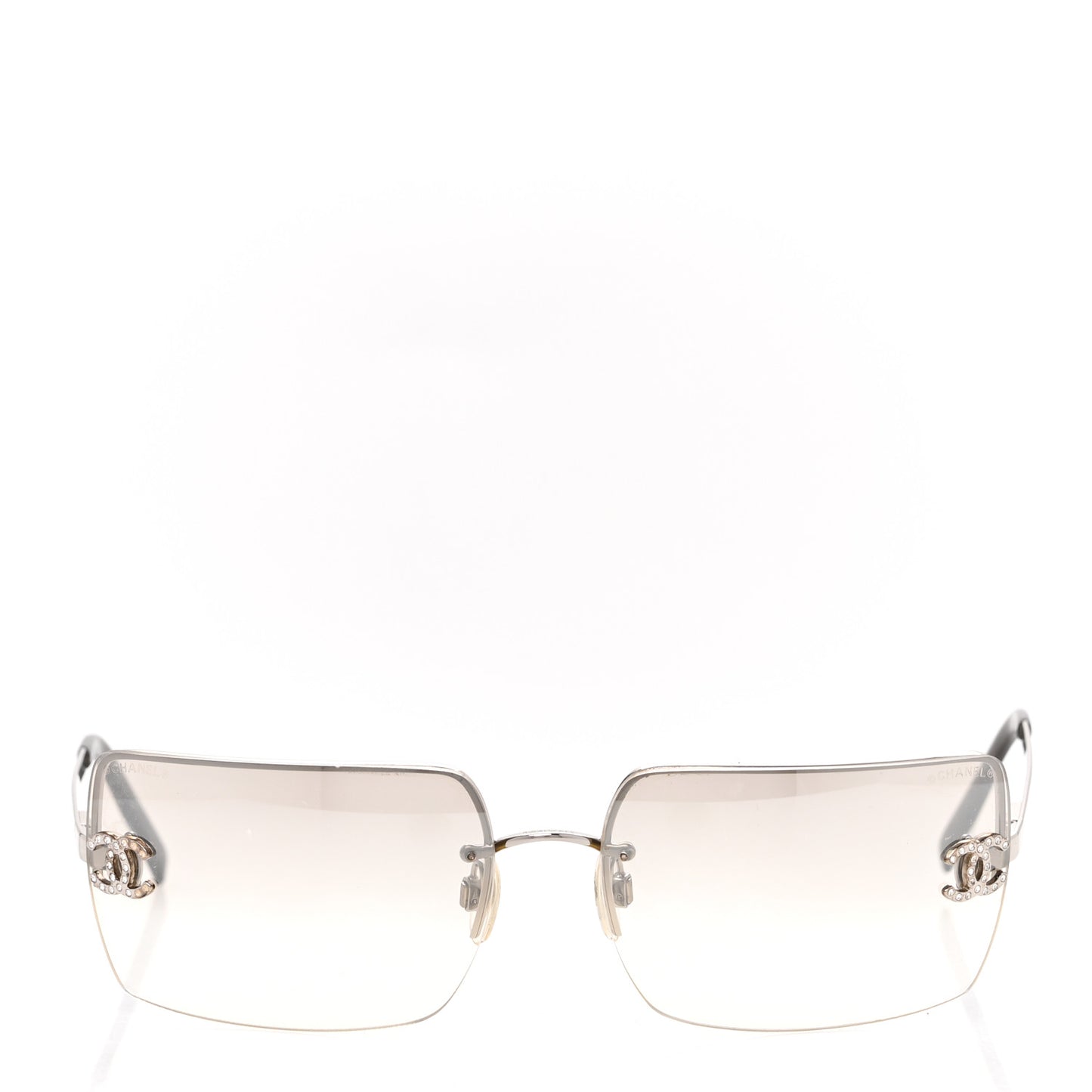 Metal Crystal CC Logo Sunglasses 4092-B Silver