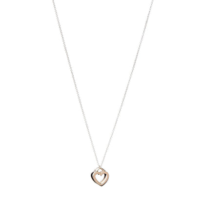 Tiffany Sterling Silver 18K Yellow Gold Double Heart Pendant Necklace 1 of 7