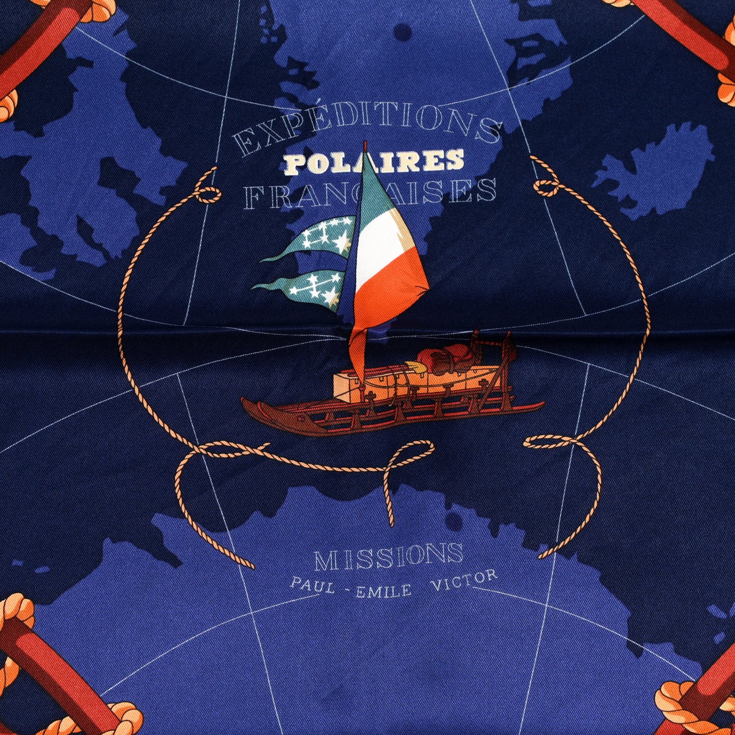 Silk Expeditions Polaire Francaise Scarf 70 Bleu Nuit Caban Cognac
