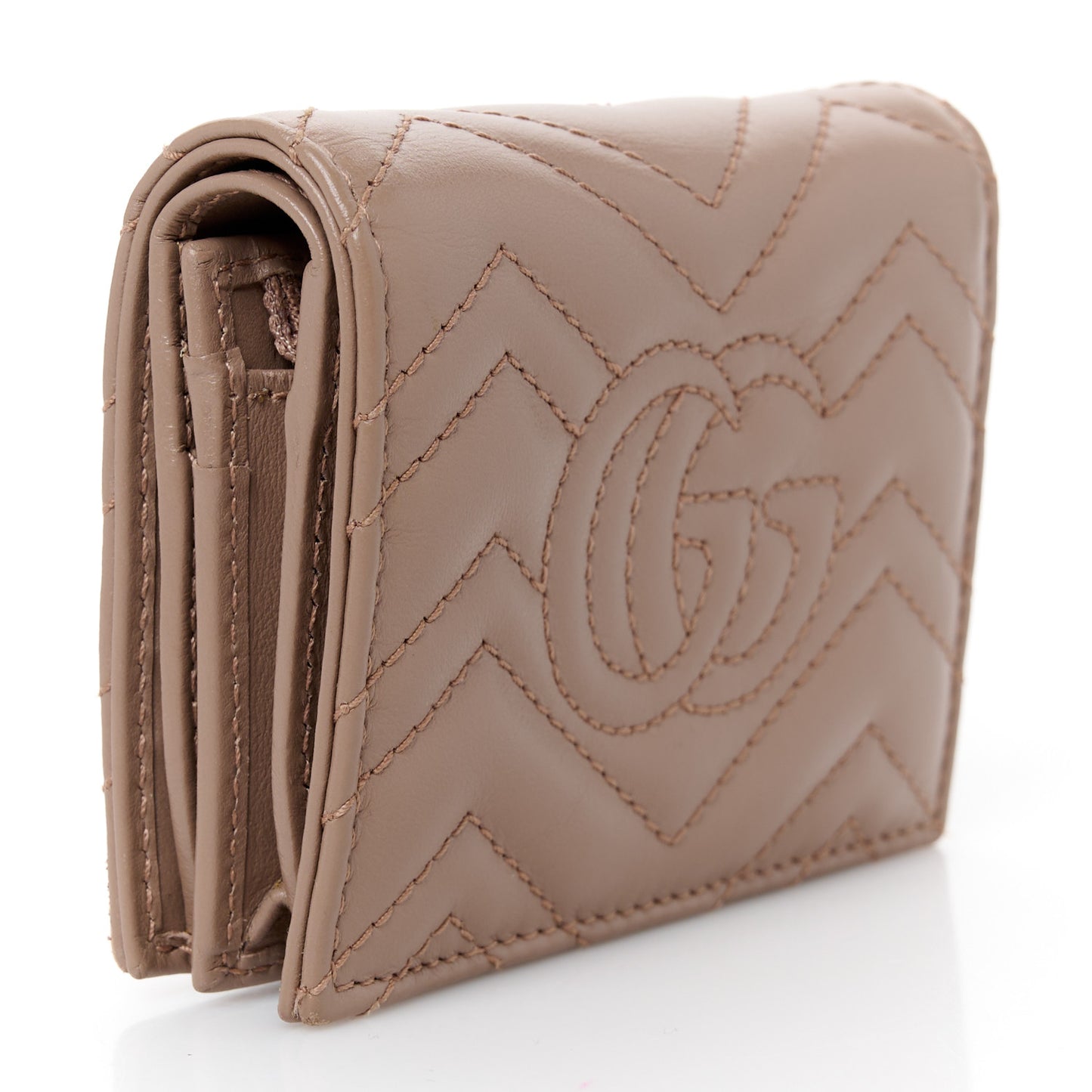 Calfskin Matelasse GG Marmont Card Case Wallet Porcelain Rose