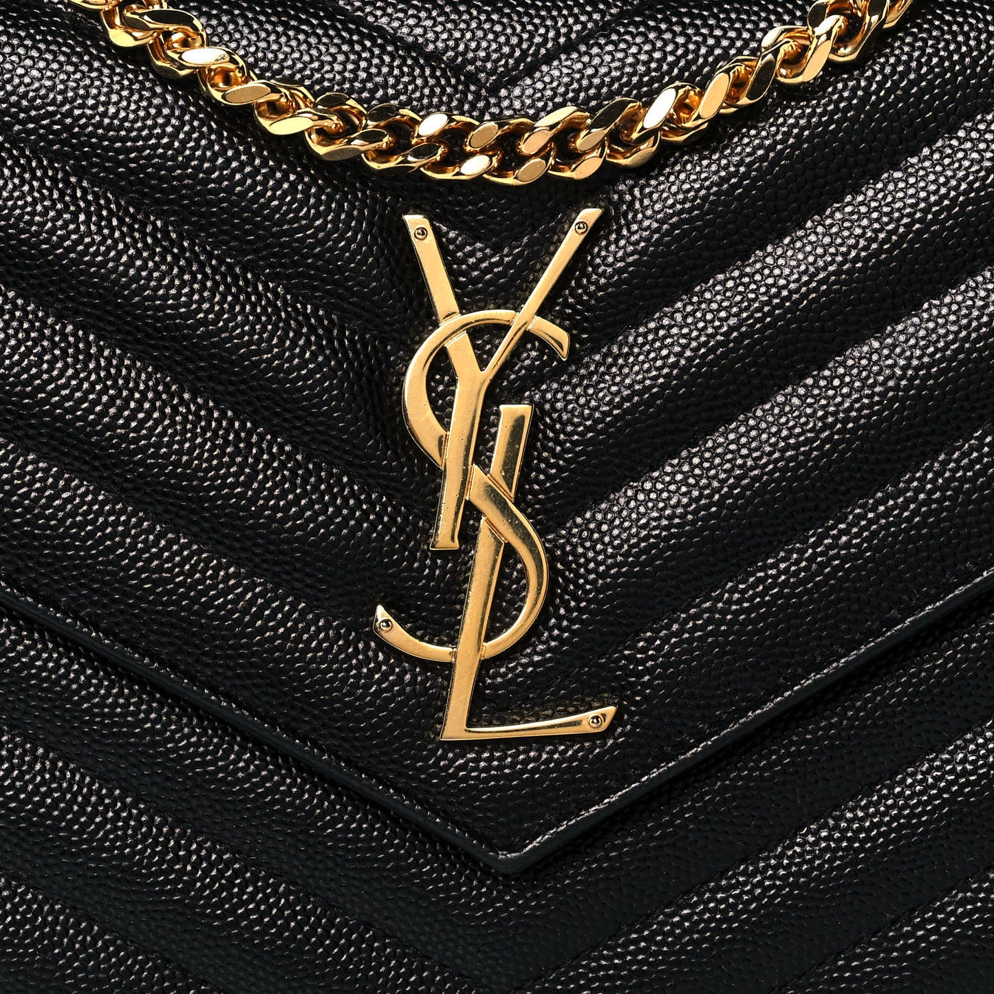 Grain De Poudre Matelasse Chevron Monogram Chain Wallet Black