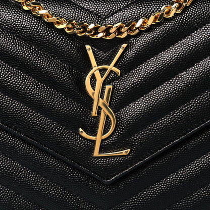Saint Laurent Grain De Poudre Matelasse Chevron Monogram Chain Wallet Black 7 of 12
