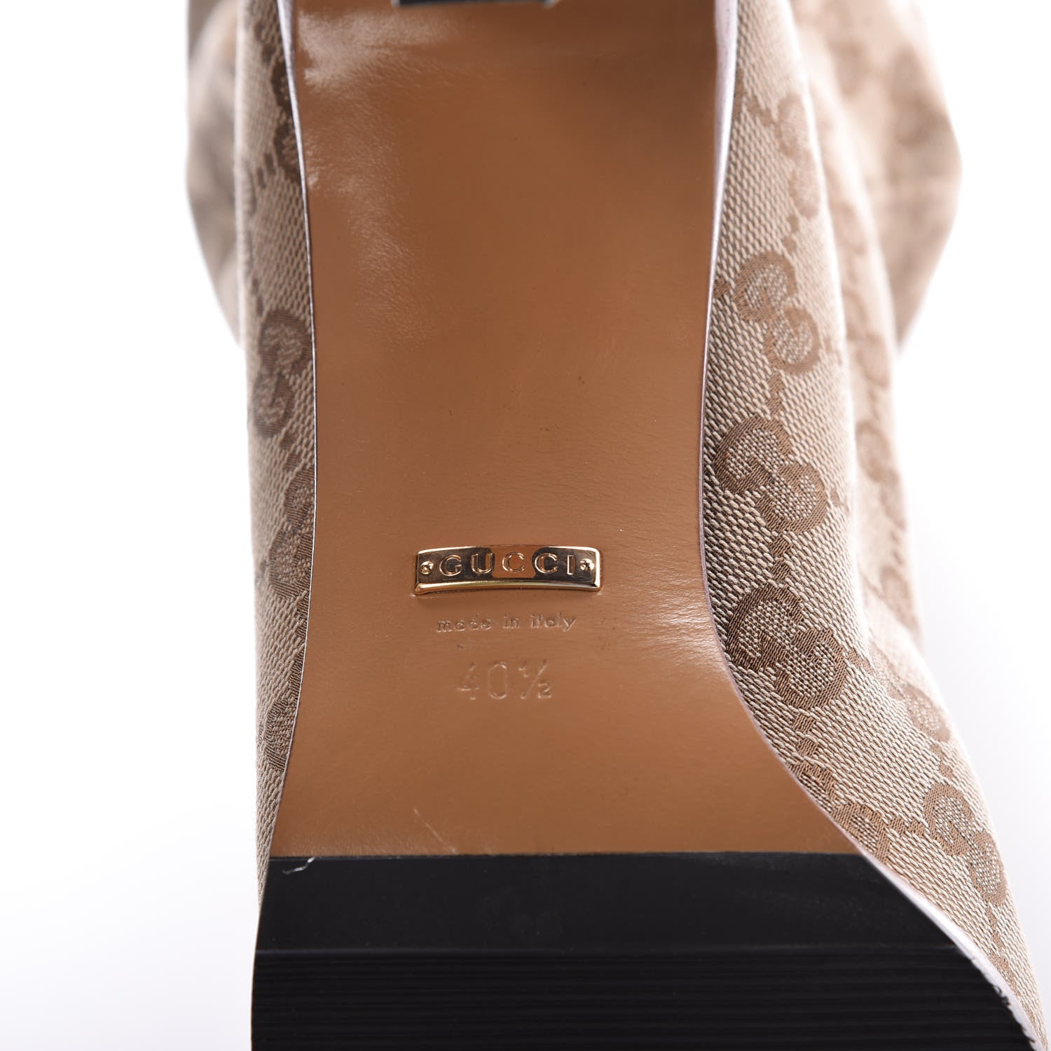 Gucci Monogram Over the Knee Boots 40.5 Beige Ebony 6 of 8