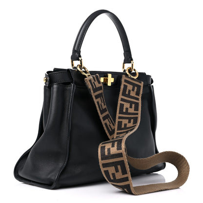 Fendi Vitello Seta Shiny Nappa Medium Peekaboo Iconic Satchel Black 3 of 14