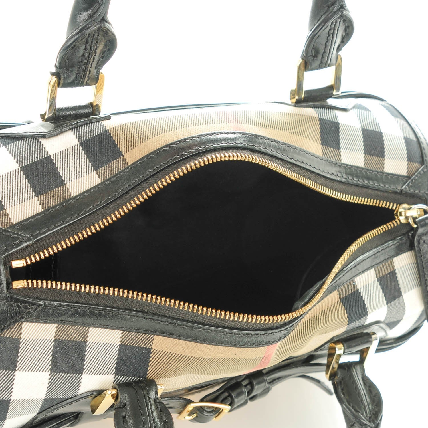 Burberry House Check Bridle Calfskin Medium Alchester Bowling Bag Black 5 of 8