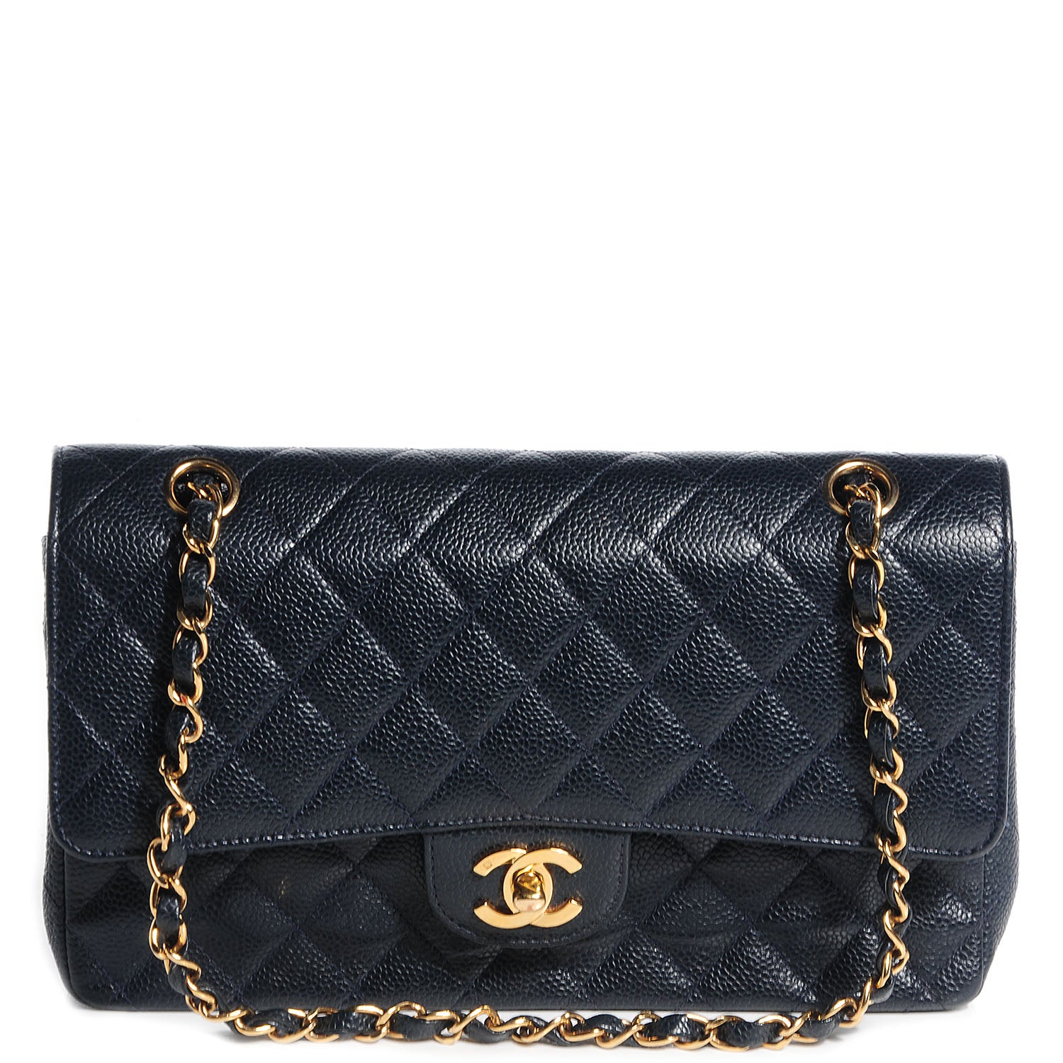 Chanel Caviar Medium Double Flap Navy Blue 1 of 8