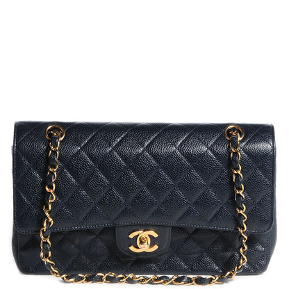 Chanel Caviar Medium Double Flap Navy Blue 1 of 8