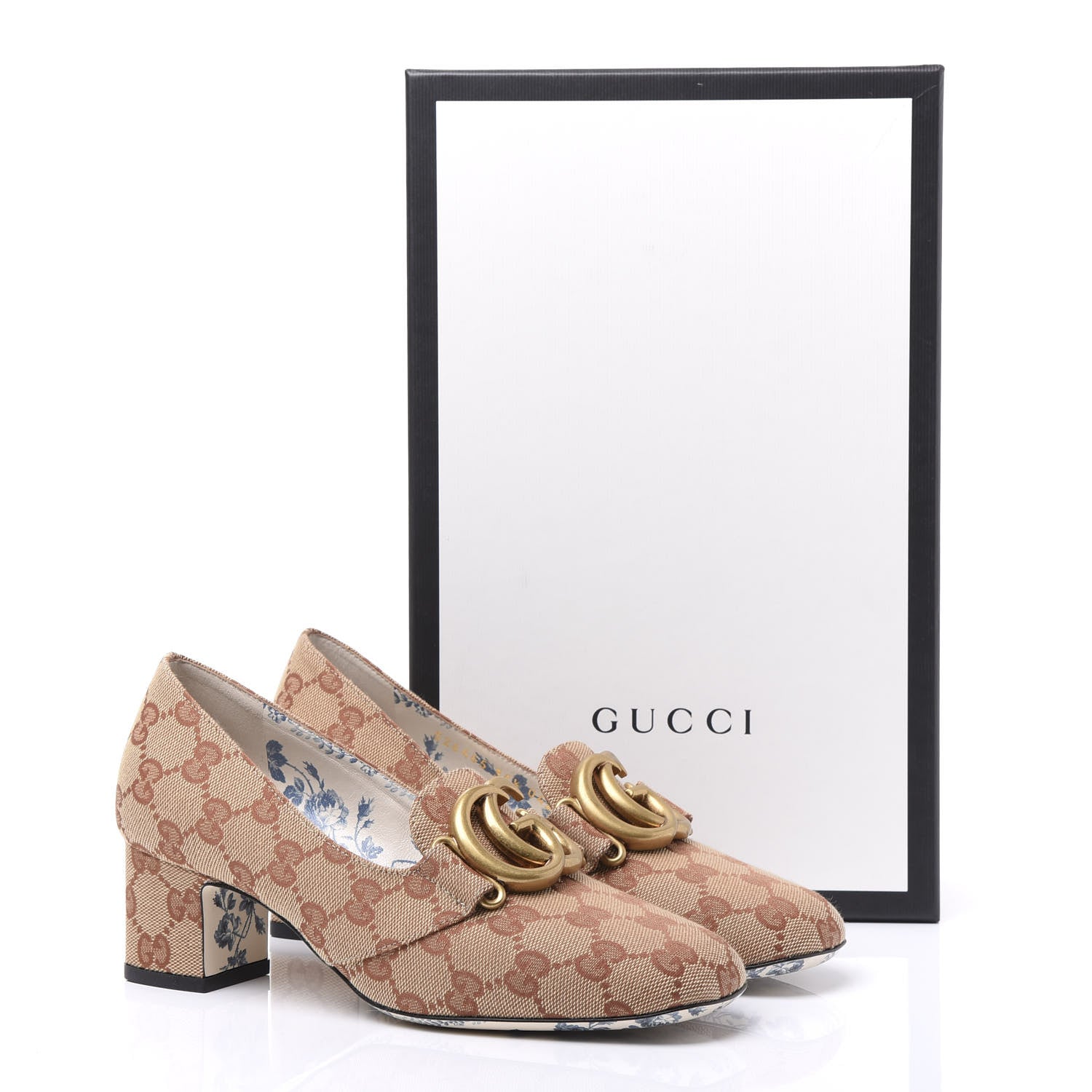 Gucci Monogram GG Victoire 55mm Loafer Pumps 35.5 Beige Ruggine 9 of 9