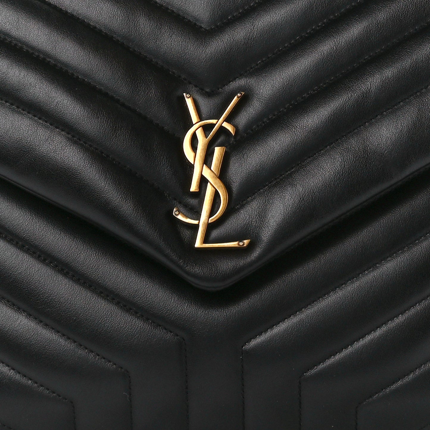 Calfskin Y Quilted Monogram Large Loulou Chain Satchel Black