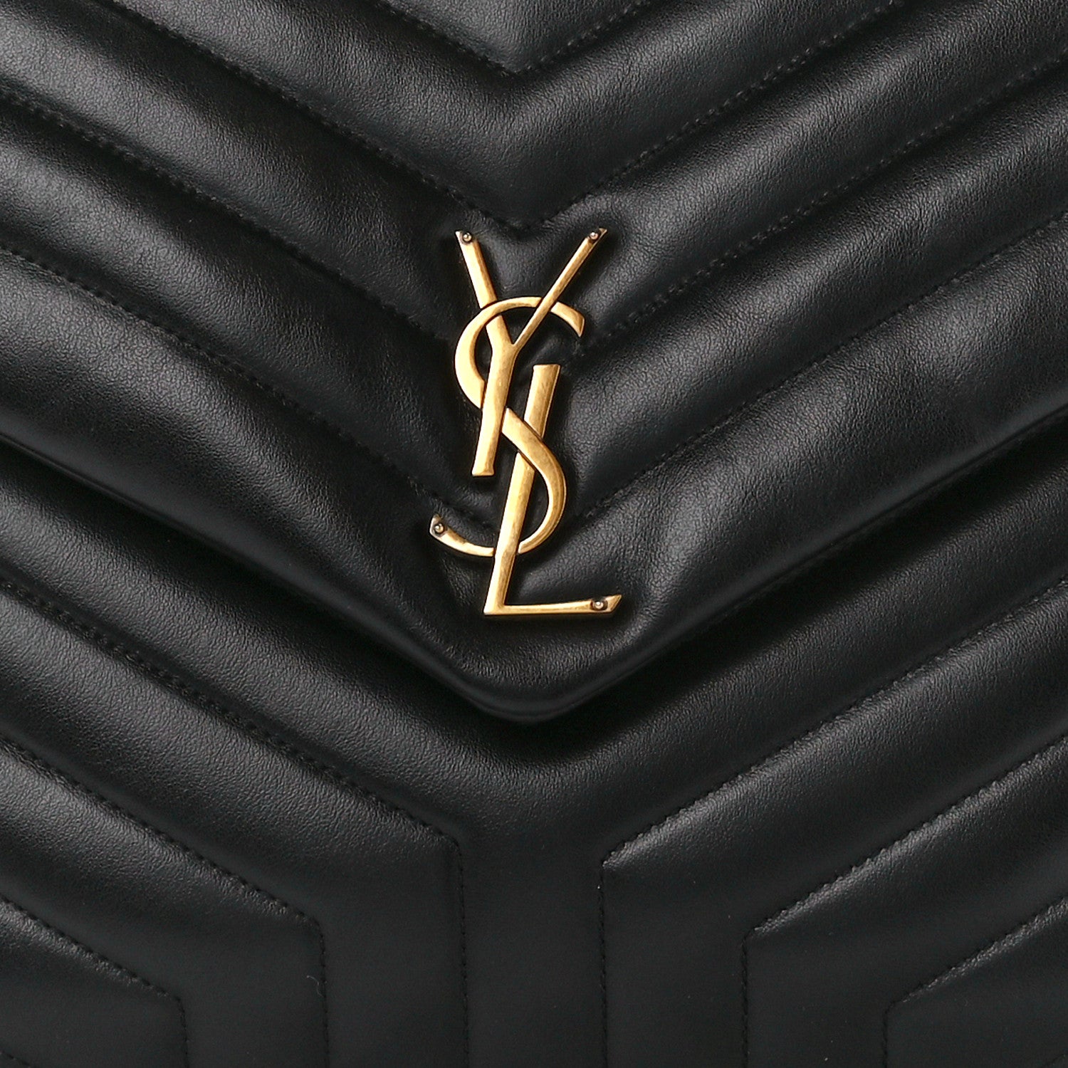 Saint Laurent Calfskin Y Quilted Monogram Large Loulou Chain Satchel Black 9 of 12