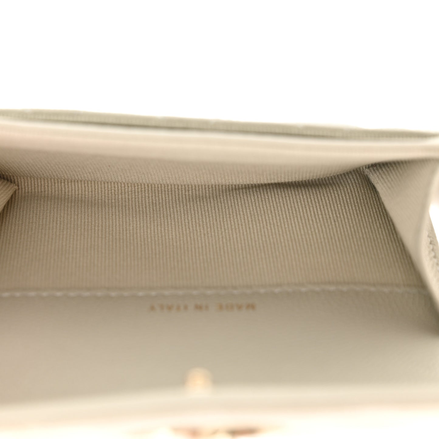 Caviar Quilted Crystal CC Flap Card Holder Light Grey