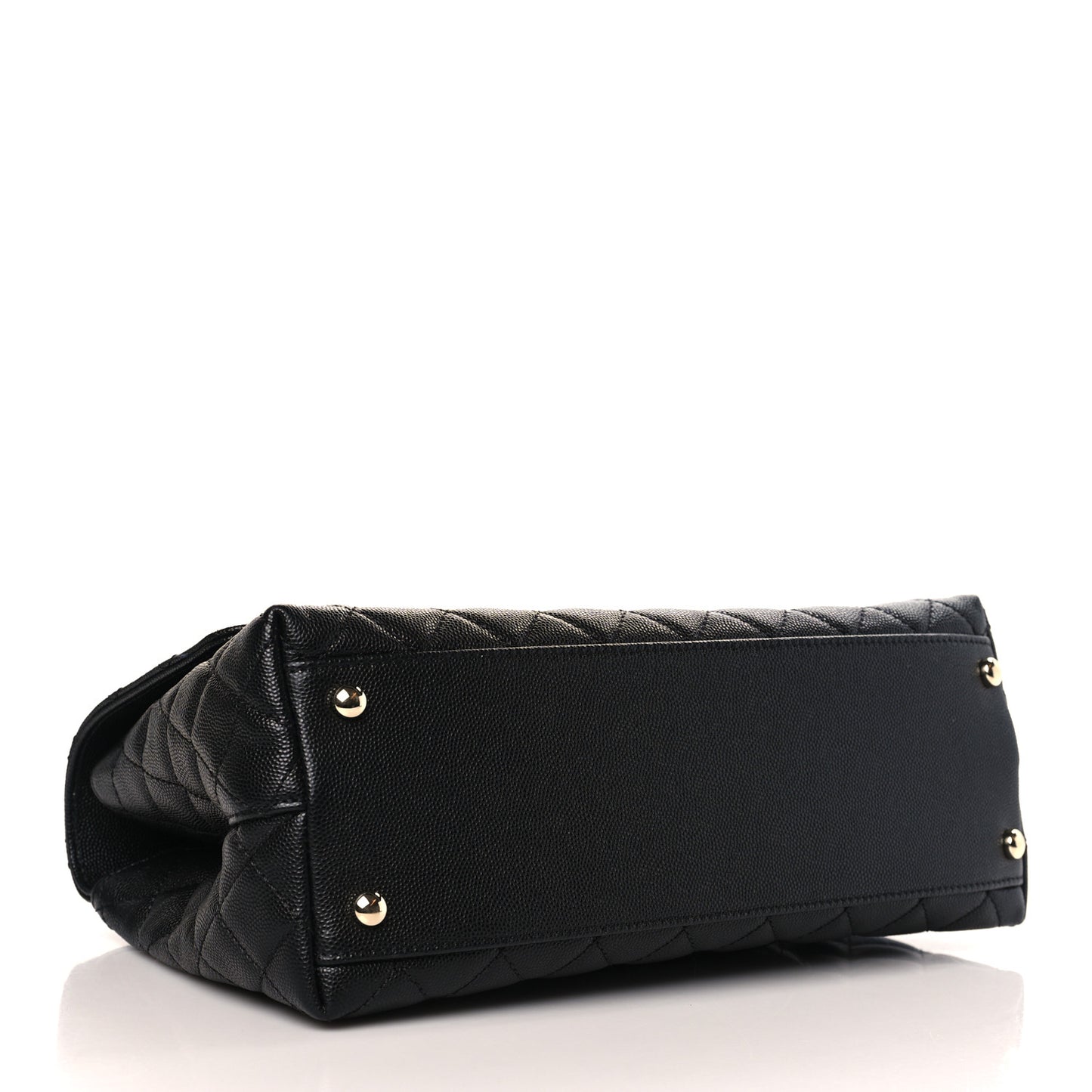 Caviar Lizard Embossed Quilted Small Coco Handle Flap Black