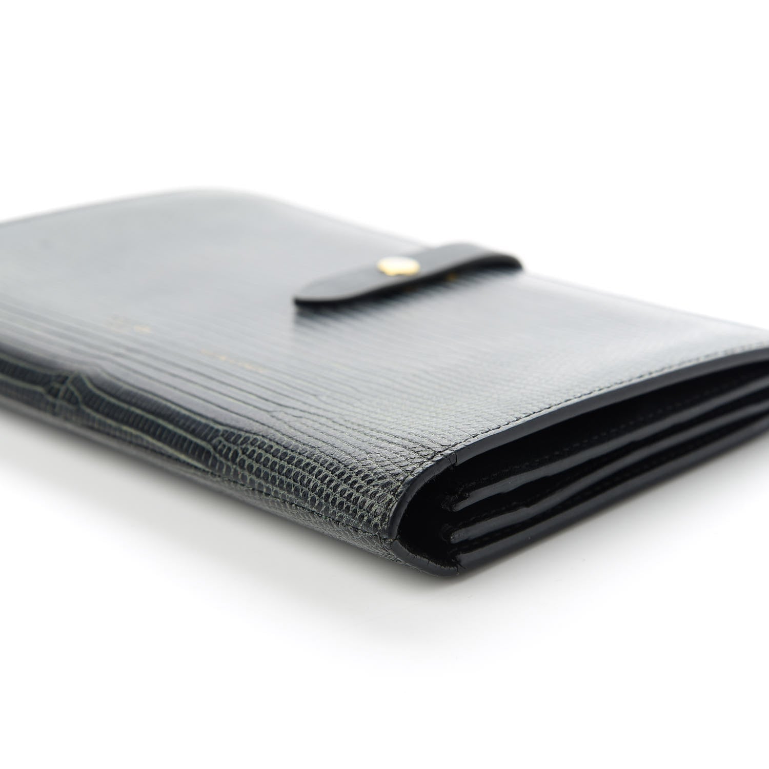 Celine Lizard Calfskin Large Multifunction Strap Wallet Black 7 of 9
