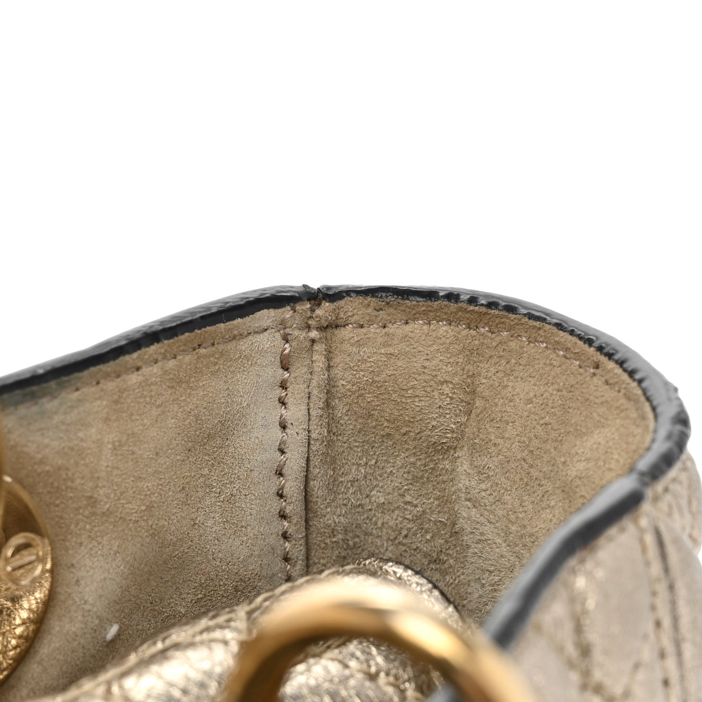 Metallic Grained Calfskin Cannage Medium Supple Lady Dior Gold