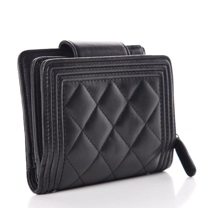 Chanel Lambskin Quilted Boy Zipped Pocket Wallet Black 3 of 9