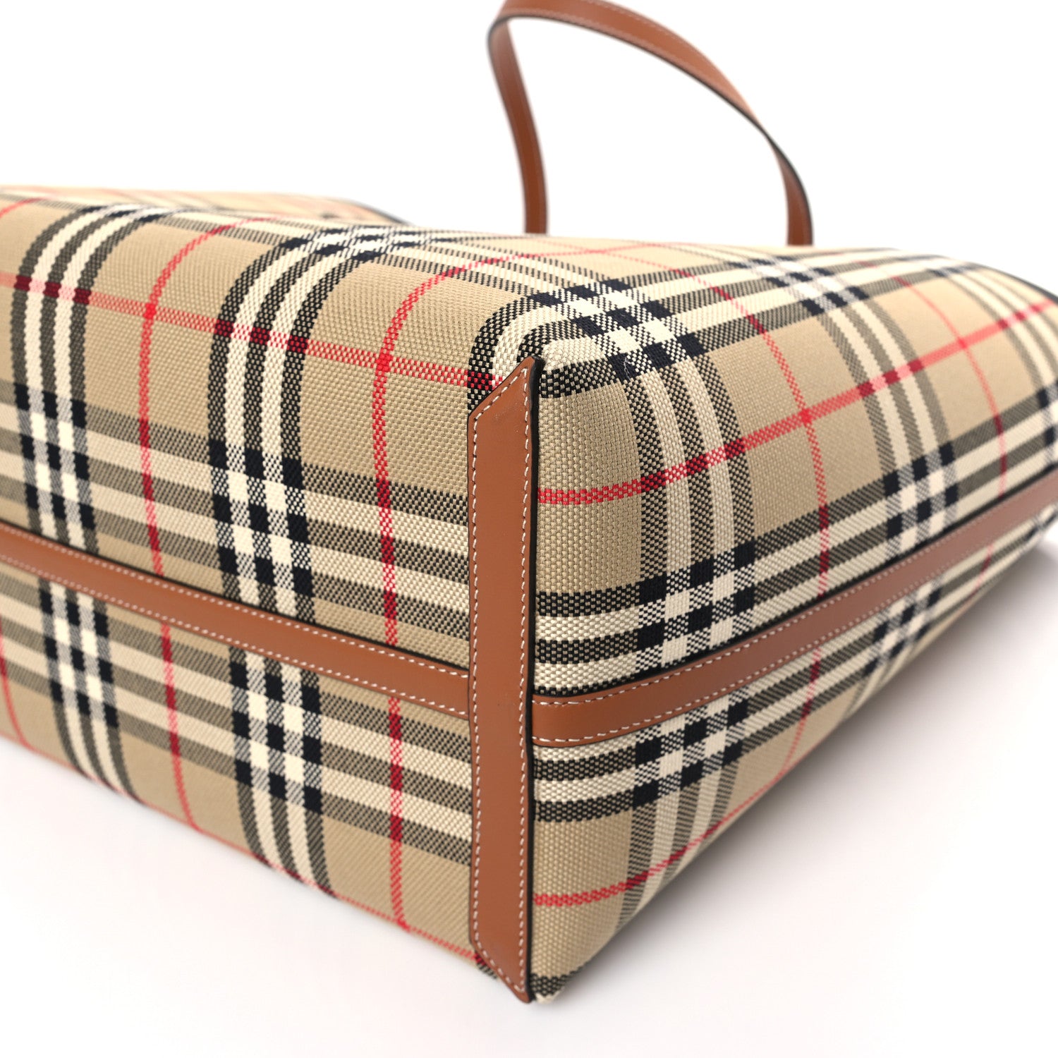 Burberry Cotton Vintage Check Medium London Tote Bag Briar Brown Black 9 of 9