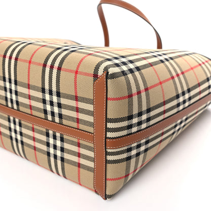 Burberry Cotton Vintage Check Medium London Tote Bag Briar Brown Black 9 of 9