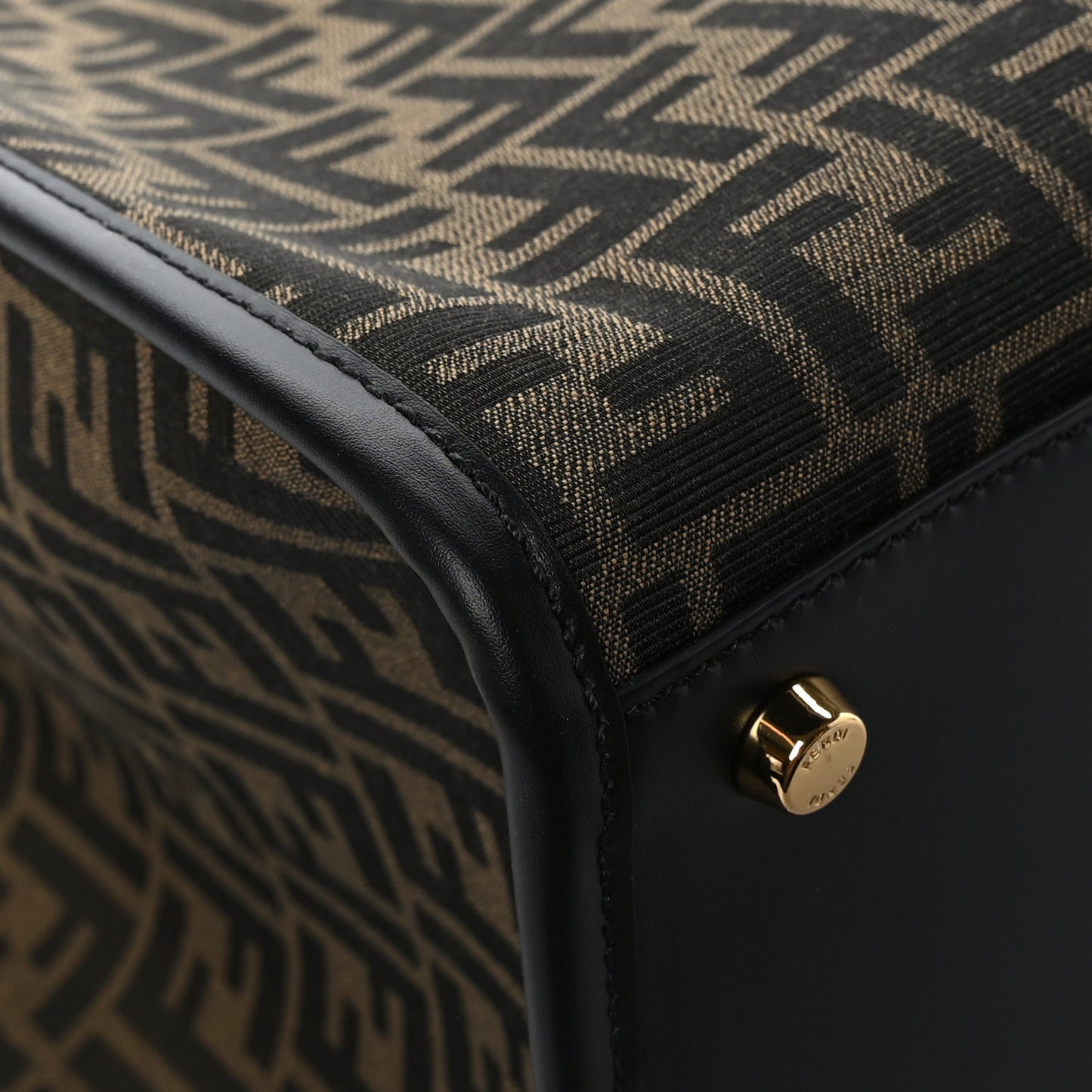 X VERSACE Fabric Jacquard Calfskin Plexiglass Fendace FF Medusa Studded Large Fendi Sunshine Shopper Tote Marrone Fuxia