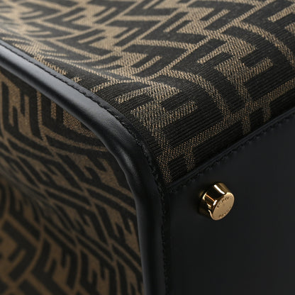 Fendi X VERSACE Fabric Jacquard Calfskin Plexiglass Fendace FF Medusa Studded Large Fendi Sunshine Shopper Tote Marrone Fuxia 9 of 10