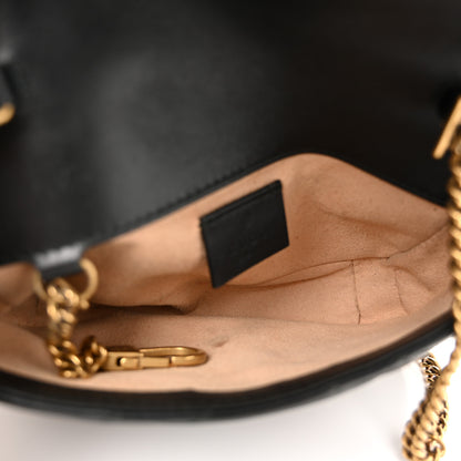Gucci Calfskin Matelasse Super Mini GG Marmont Shoulder Bag Black 5 of 10