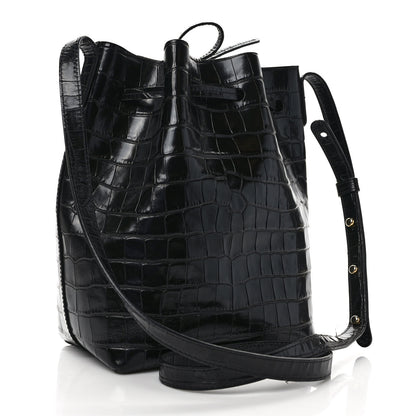 Mansur Gavriel Crocodile Embossed Bucket Bag Black 3 of 12