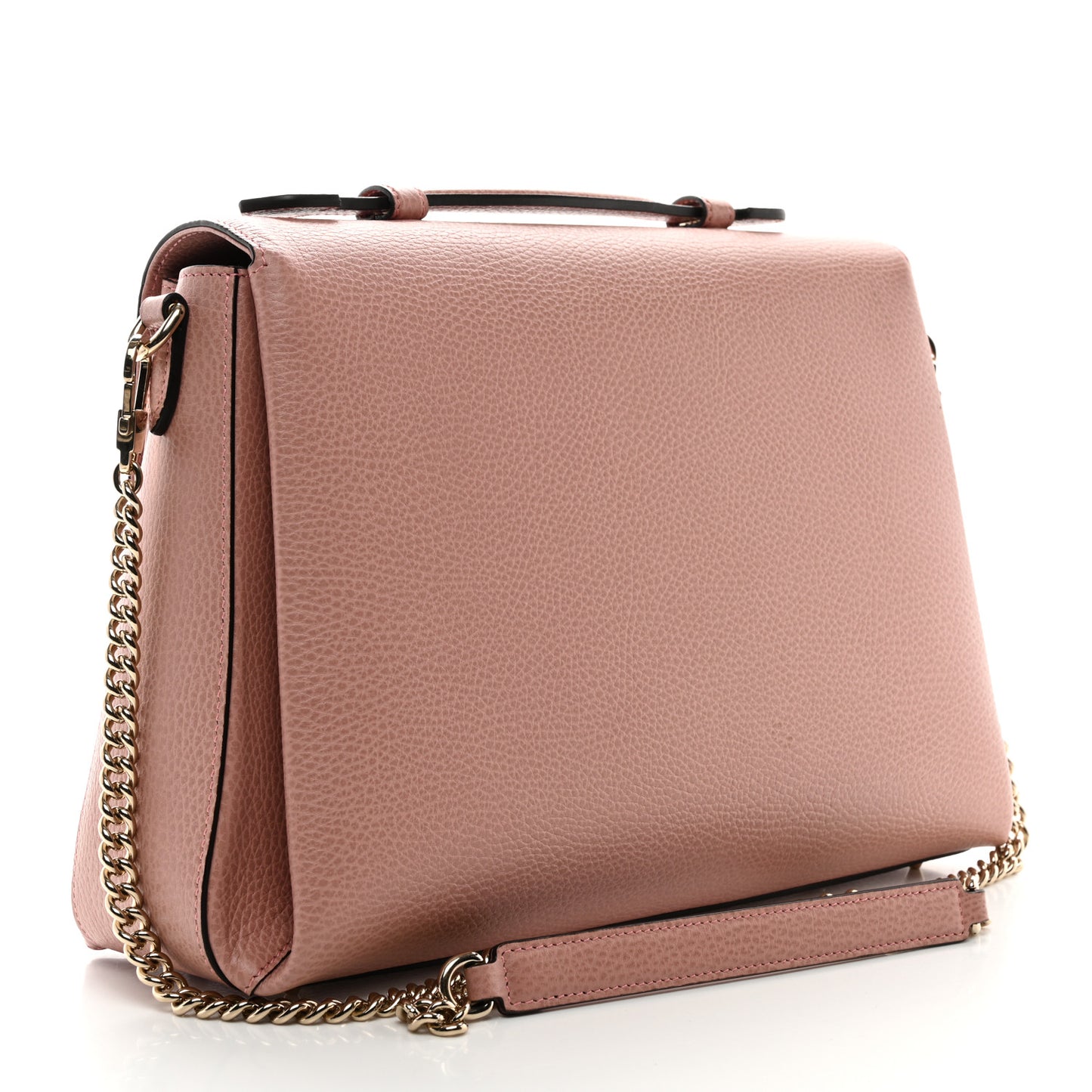Dollar Calfskin Medium Interlocking G Top Handle Shoulder Bag Soft Pink