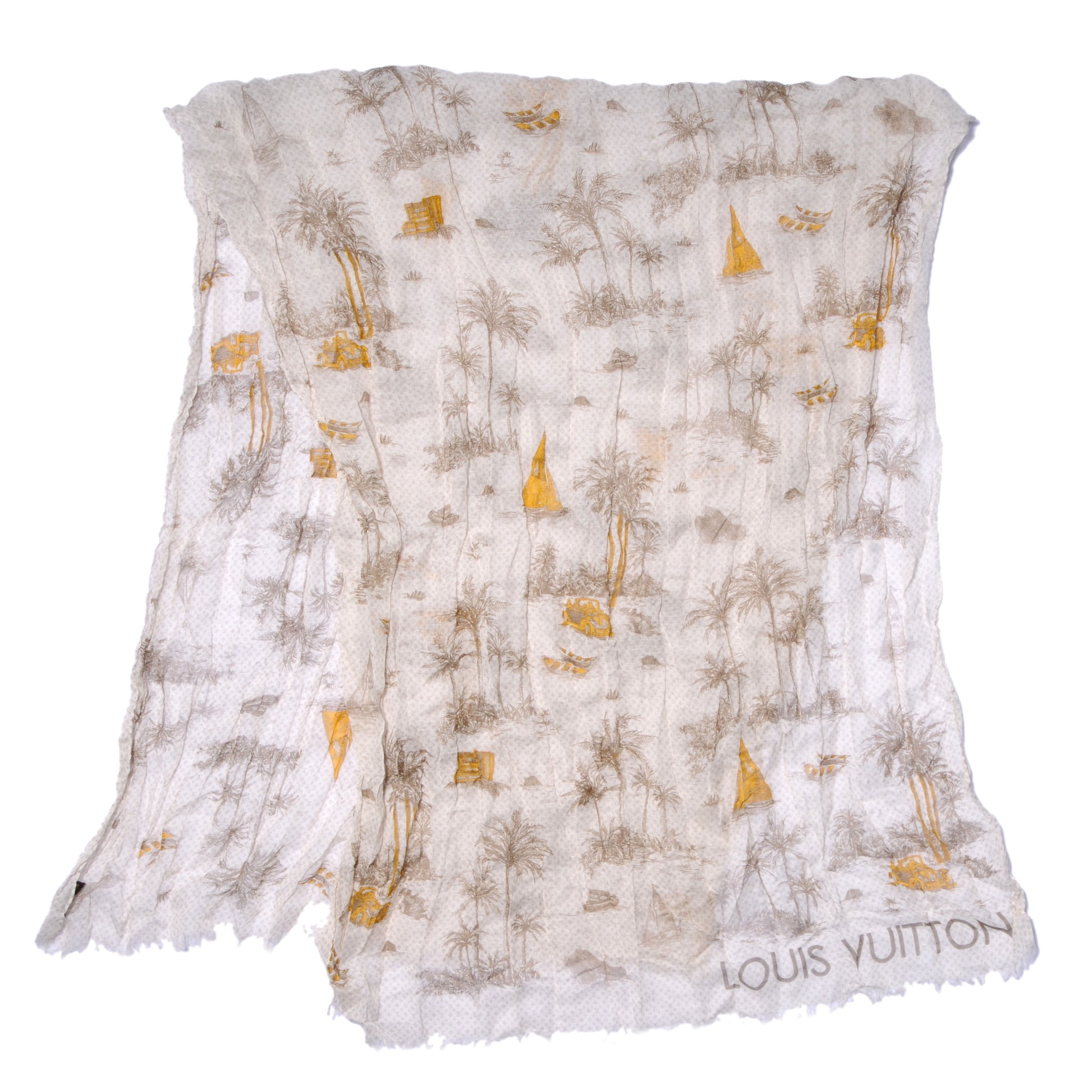 Louis Vuitton Cotton Linen Toile Etole De Louis Pareo Beige 3 of 7