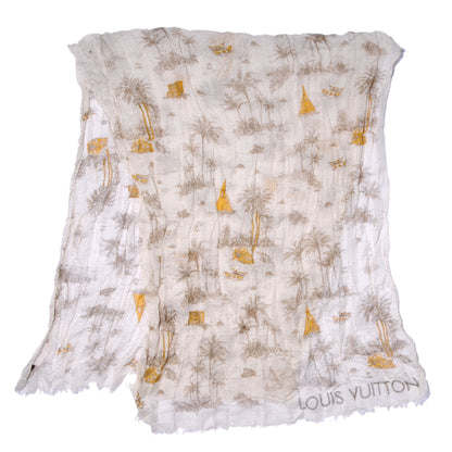 Louis Vuitton Cotton Linen Toile Etole De Louis Pareo Beige 3 of 7