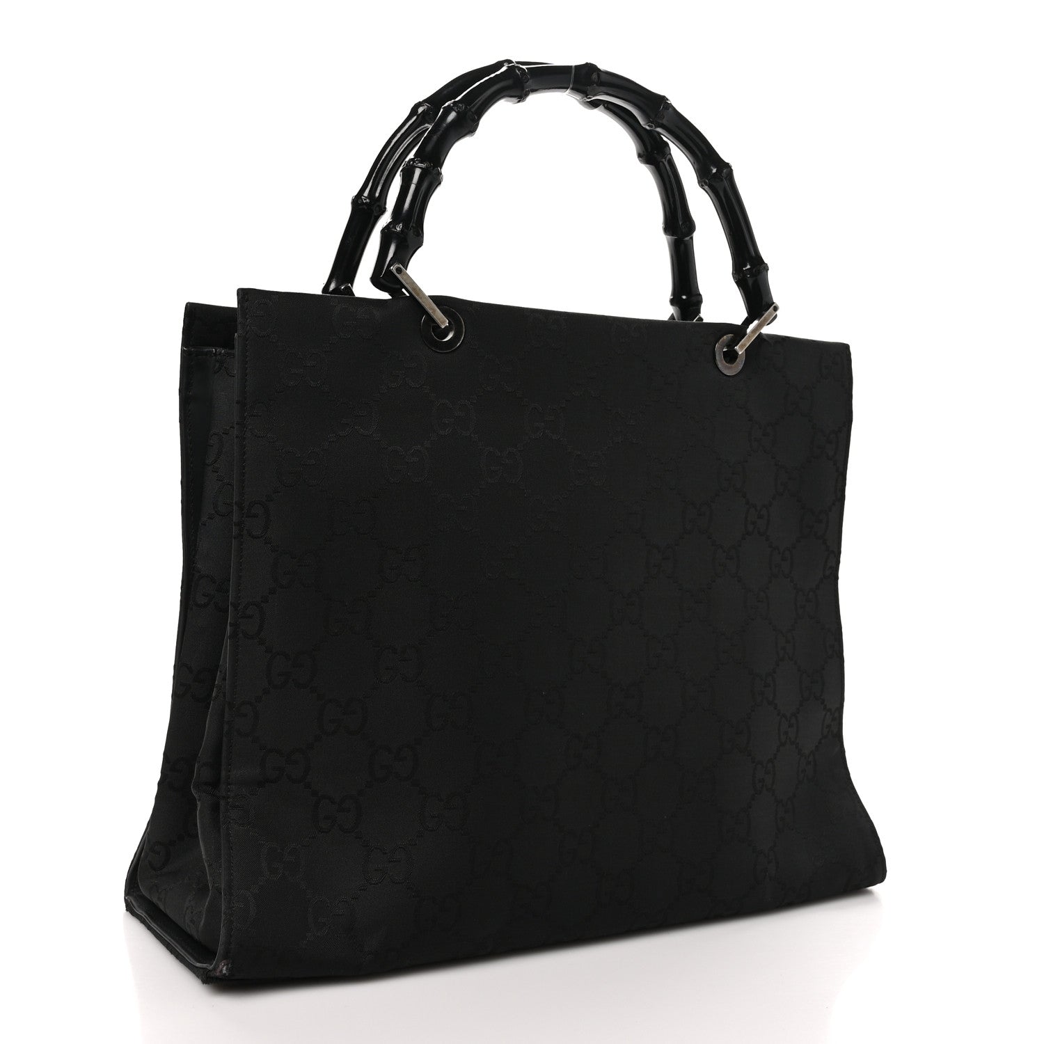 Gucci Nylon Monogram Bamboo Handle Bag Black 3 of 11
