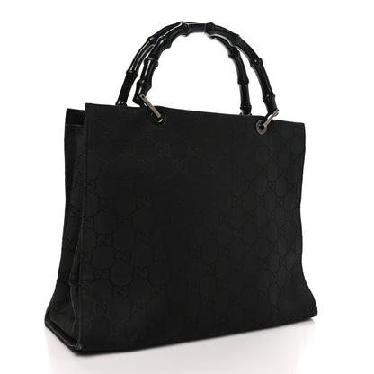 Gucci Nylon Monogram Bamboo Handle Bag Black 3 of 11