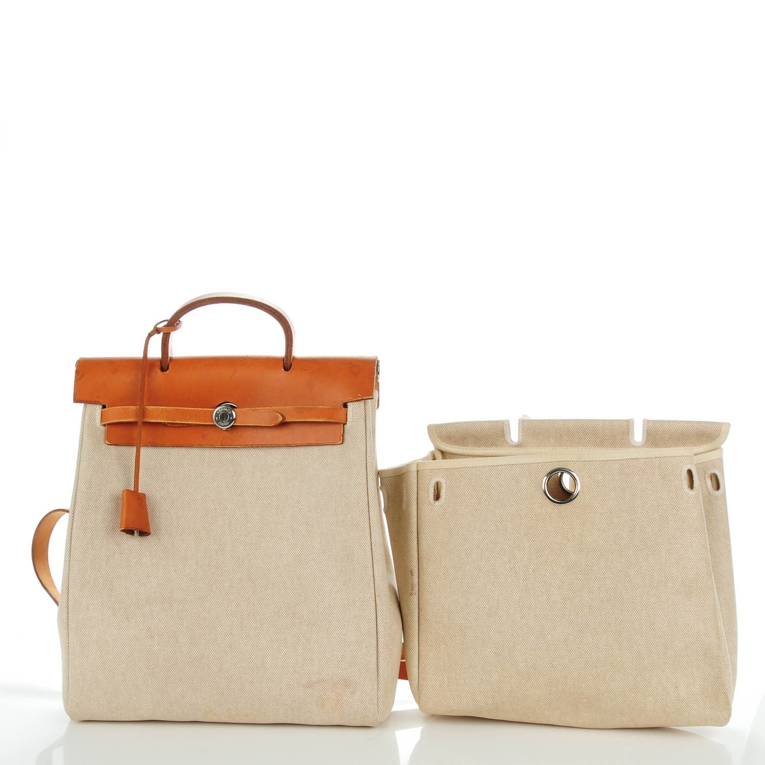 Hermes Toile Vache Calfskin Herbag 30 PM Backpack Natural 5 of 14