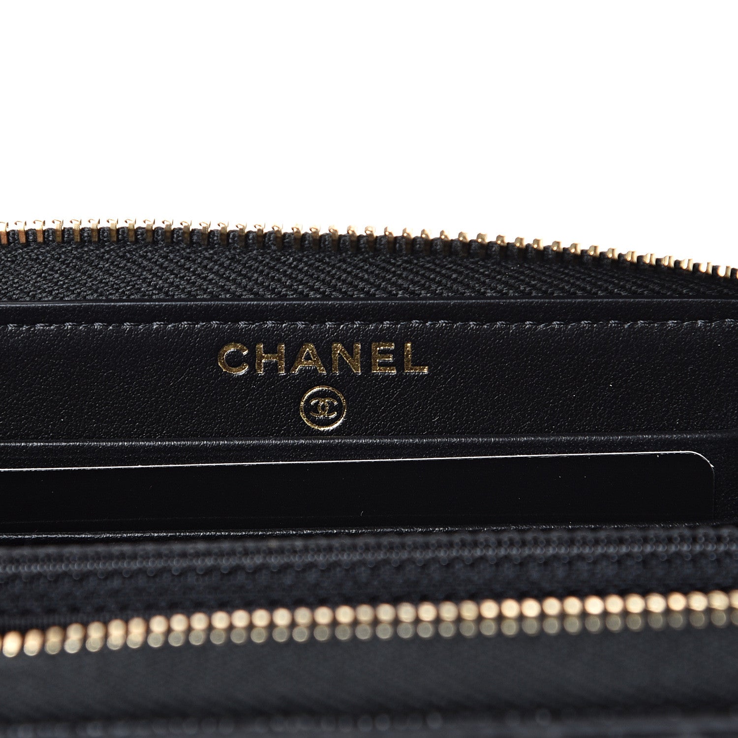 Chanel Caviar Camellia Embossed Medium Zip Around Wallet Black 5 of 8