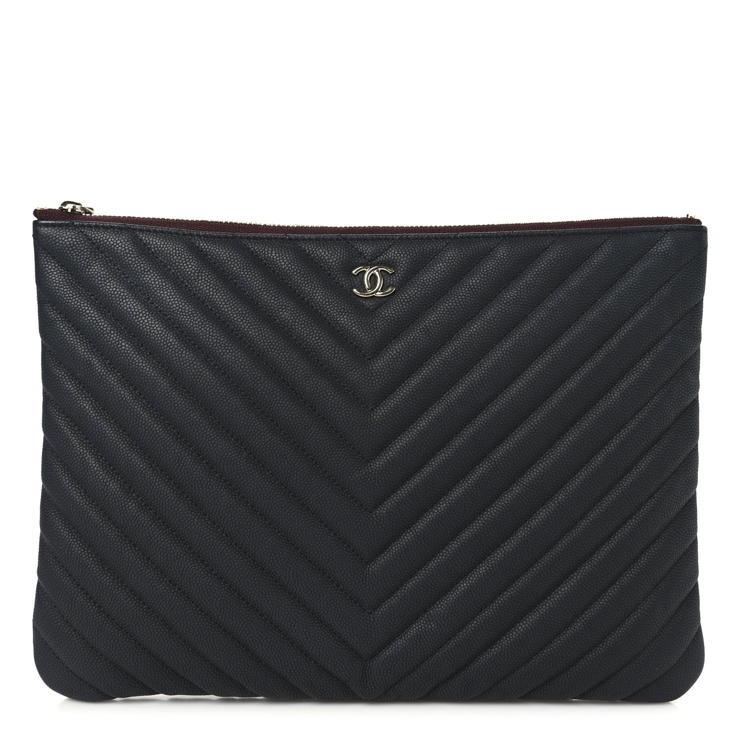Caviar Chevron Quilted Medium Cosmetic Case Black