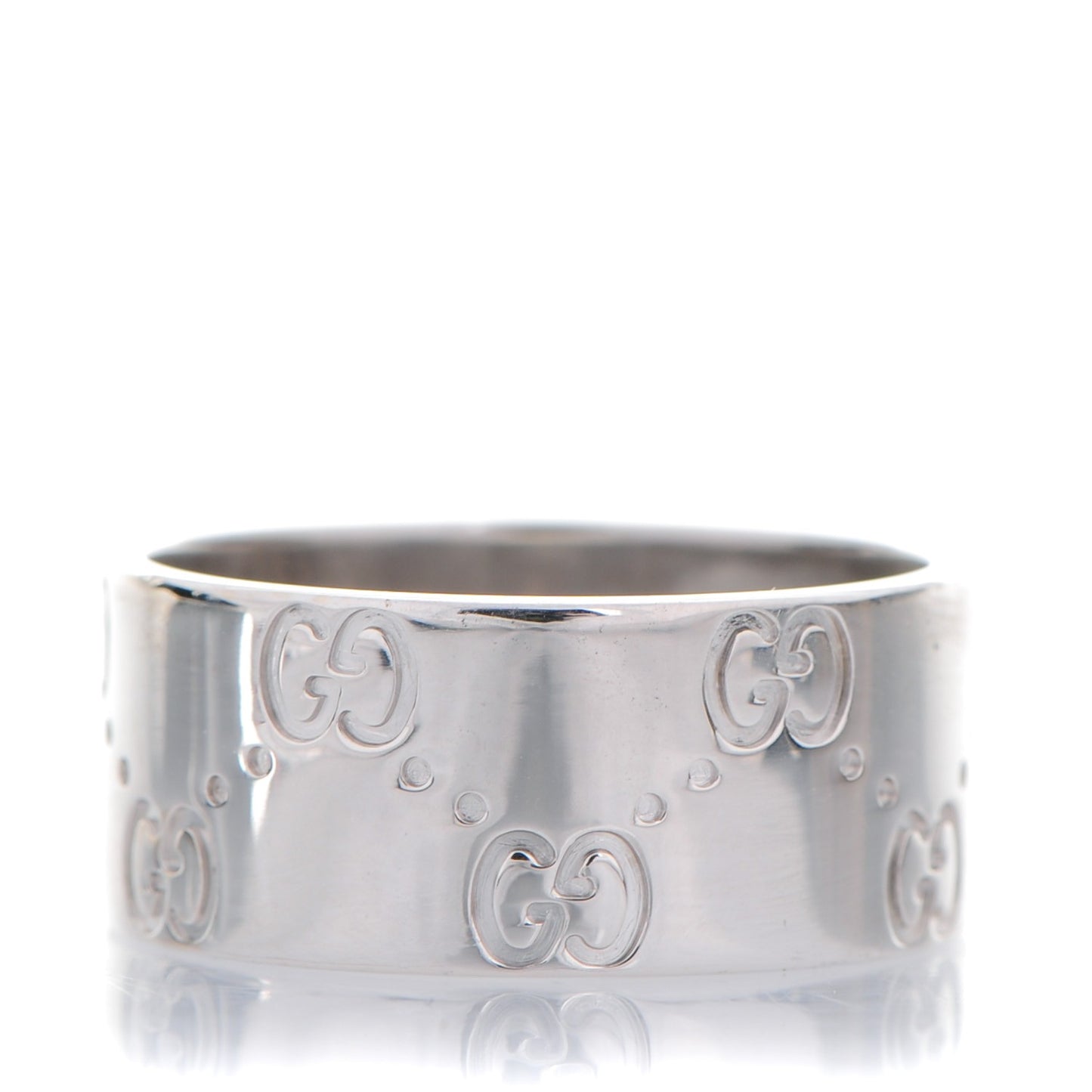 18K White Gold 9mm Icon Band Ring 8.75