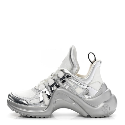 Louis Vuitton Metallic Calfskin Technical Nylon LV Archlight Sneakers 39 White Silver 1 of 8
