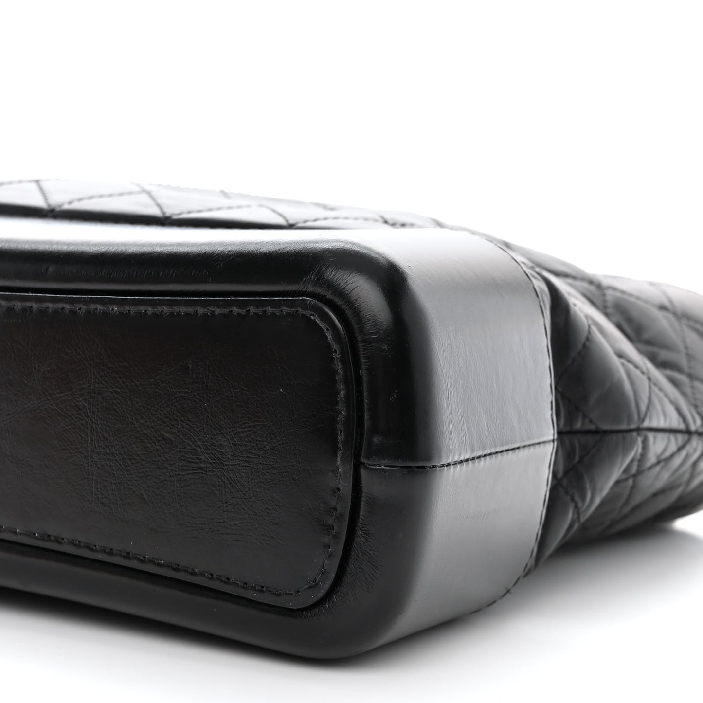 Aged Calfskin Quilted Large Gabrielle Hobo Black